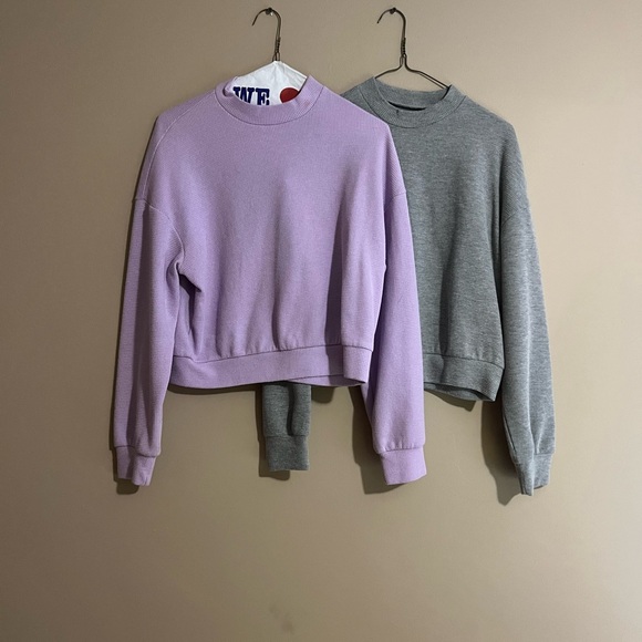 None Tops - Women's Lavender and Gray Sweater Set